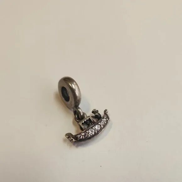 Pandora 925 Sterling Silver Clear CZ Gondola Boat Dangle Bead Charm